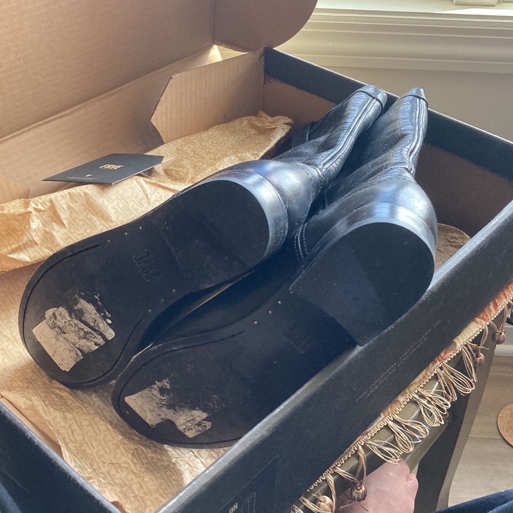 Frye Black Leather Combat/Moto Boots - Picture 6 of 8